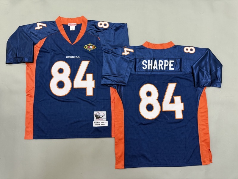 Men 2025 Denver Broncos #84 Sharpe blue Throwback Limited NFL Jersey style 001